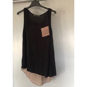 Tutta Bella Maternity black tan dots Tank top Medium High Low hem pocket